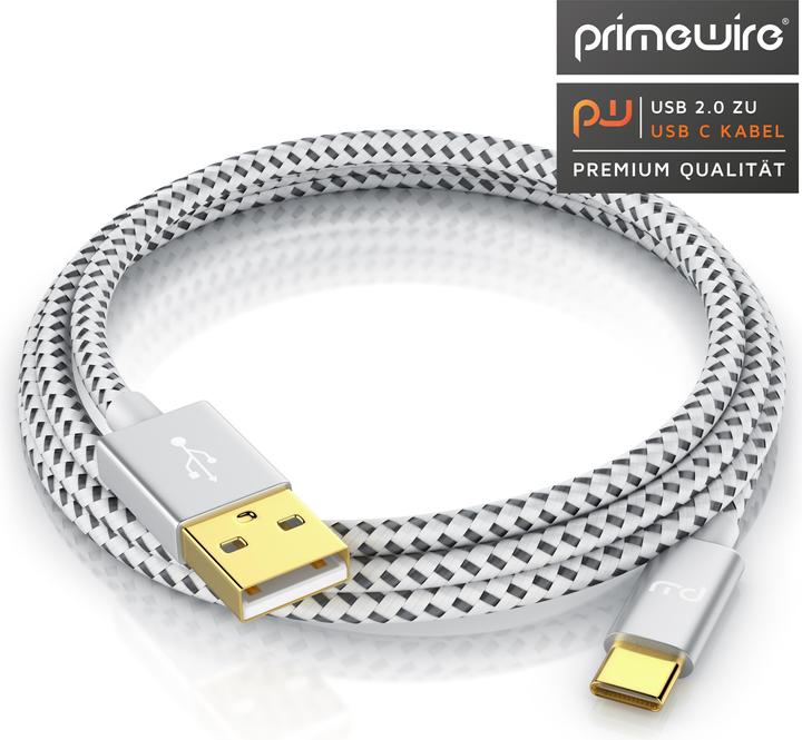 Produktbild Primewire USB-C 3.1 Kabel - Typ C zu Typ A Datenkabel, Ladekabel - Nylonmantel - bidirektional - Geschirmt (1 m, USB 2.0)