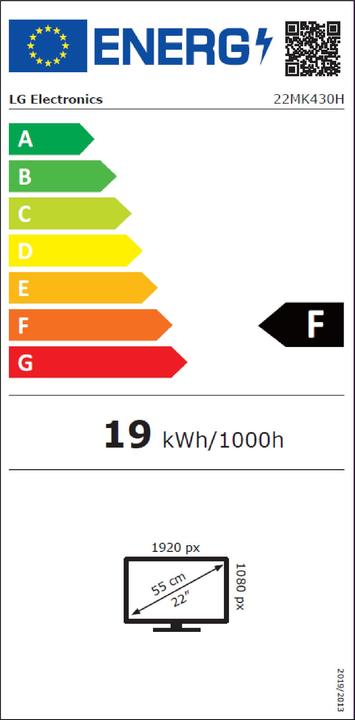 Label énergétique LG 22MK430H-B (1920 x 1080 pixels, 21.50")