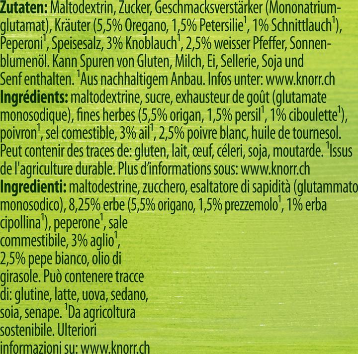 Valeurs nutritives et ingrédients Knorr Herbmix (75 g)