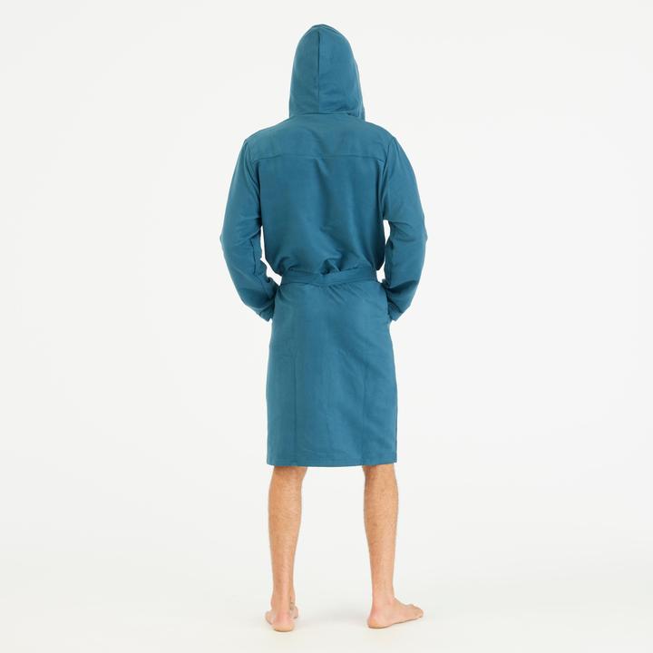 Actual product image Nabaiji Men's microfibre compact hooded bathrobe in duck blue (S)