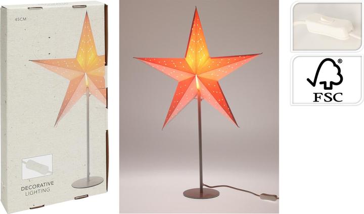Actual product image Mojawo Christmas star table lamp paper star H65cm 220V on/off switch