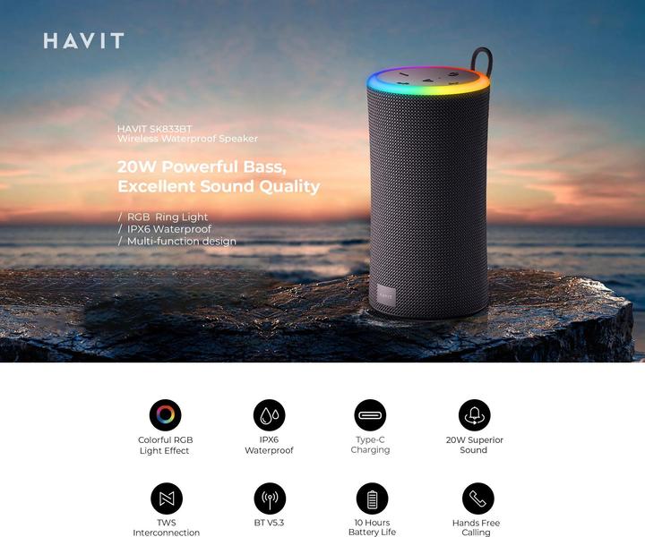 Actual product image Havit SK833BT (black) (10 h, USB power delivery)