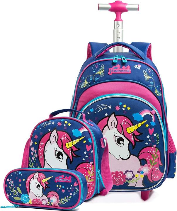 Immagine prodotto HTgroce Einhorn Schultrolley für Kinder mit Zubehör-Set (24 l, Bagaglio a mano (fino a 50 litri))