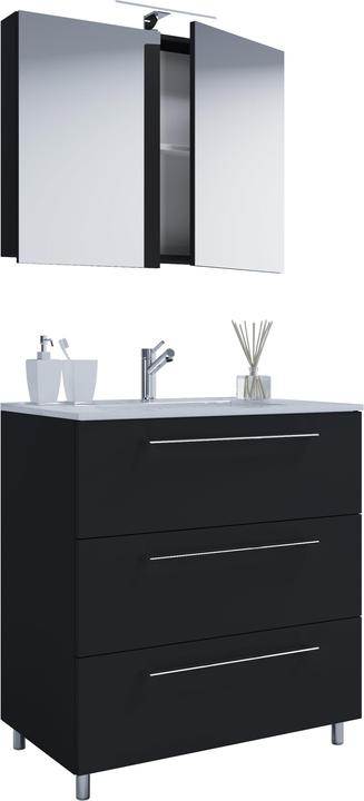 Produktbild VCM 3.-tlg. Stand Waschplatz Waschtisch Badinos 3 Schubladen Spiegelschrank