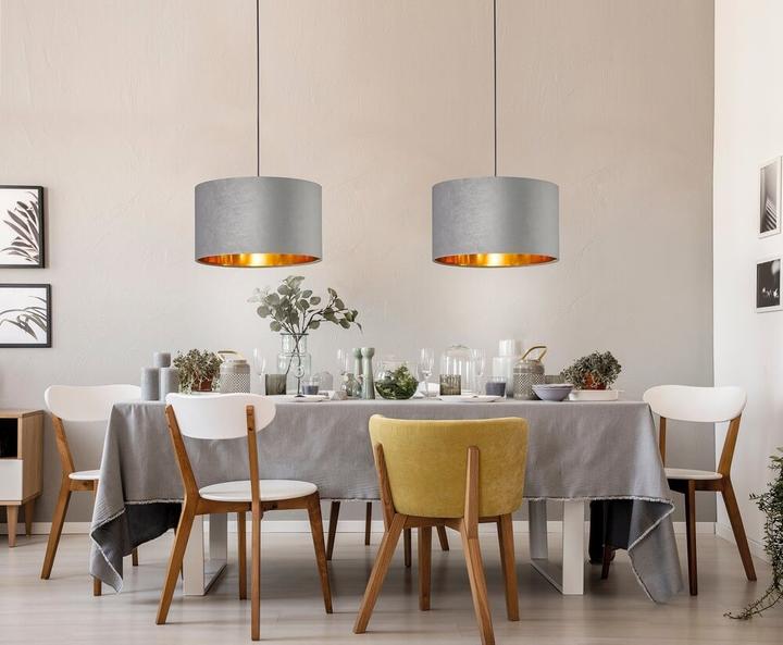 Produktbild Fischer & Honsel Honsel Aura Pendelleuchte, Hängeleuchte 40cm E27 Stoffschirm grau samt schwarz 60083 (E27)