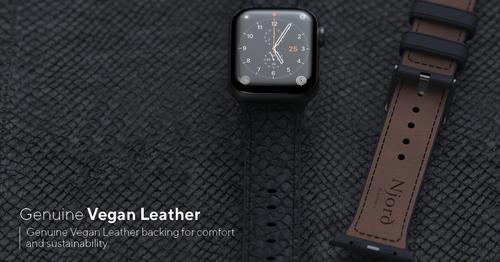 Actual product image Njord Salmon Leather Strap Vindur Watch Strap for Apple Watch 40/41mm (22 mm, Vegan Leather, Stainless steel fastener, Salmon leather)