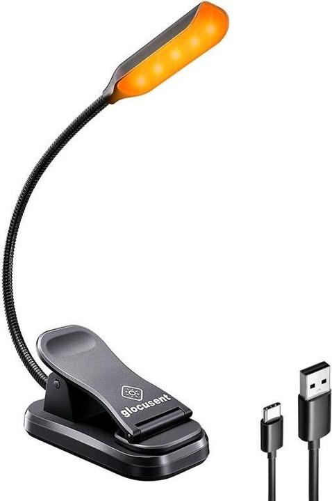 Glocusent Lampe sans fil clip-on book light, USB-C (Noir) (45 lm)