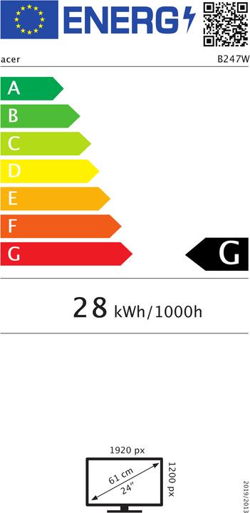 Energie-Label Acer B247Wbmiprzx (1920 x 1200 Pixel, 24")