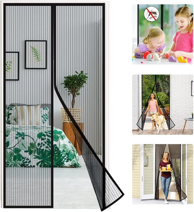 Actual product image Werkstein Magnetic door insect screen fly curtain mosquito net (140 x 240 cm)