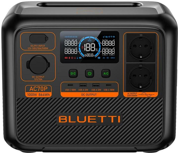 Bluetti AC70P (864 Wh, 10.70 kg)