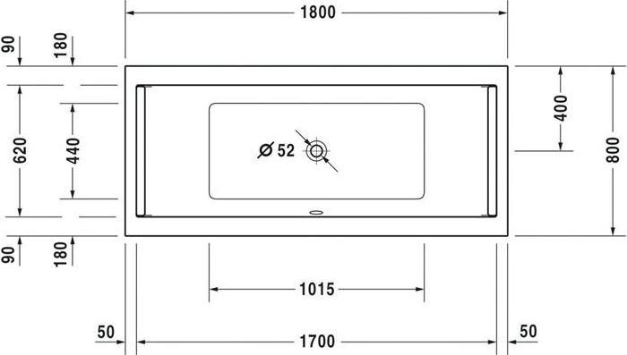 Productafbeelding Duravit Tweepersoonsbad rechthoekig bad Starck 3 80 x 180 cm wit glad 7003380000000 (174 l, 180 cm, 80 cm)