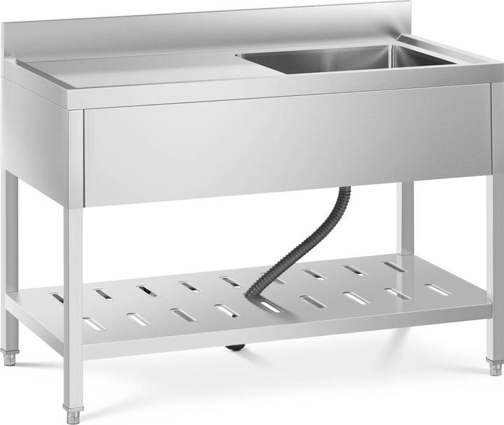 Royal Catering Spültisch Spülbecken Edelstahlspüle Gastrospüle mit Regal Edelstahl 49x42x24,5cm (25 cm, 60 cm)