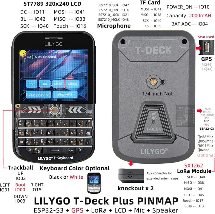 Produktbild Lilygo T-Deck Plus ESP32-S3 868MHz LoRa-Modul mit 2.8 Zoll Display Weiss für Meshtastic