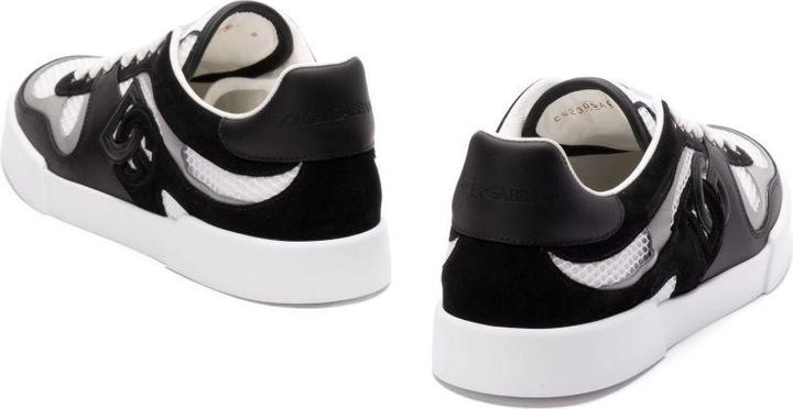 Actual product image Dolce & Gabbana portofino strobel light sneakers in leather and fabric color black and white (43)