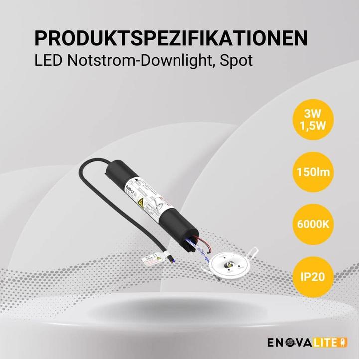 Immagine prodotto Enova ELED 200106 - Faretto di emergenza a LED da incasso alla prova. (150 lm)