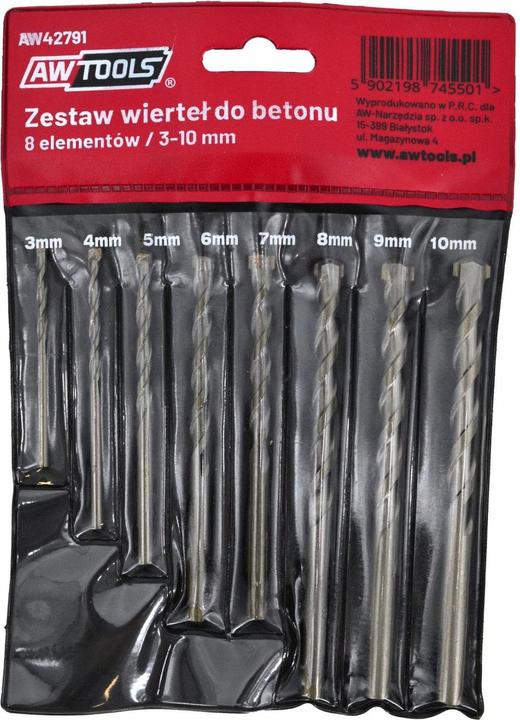 Actual product image Awtools Concrete drill bit set 8L. /3-4-5-6-7-8-9-10mm// (3, 4, 5, 7, 8, 9, 10)