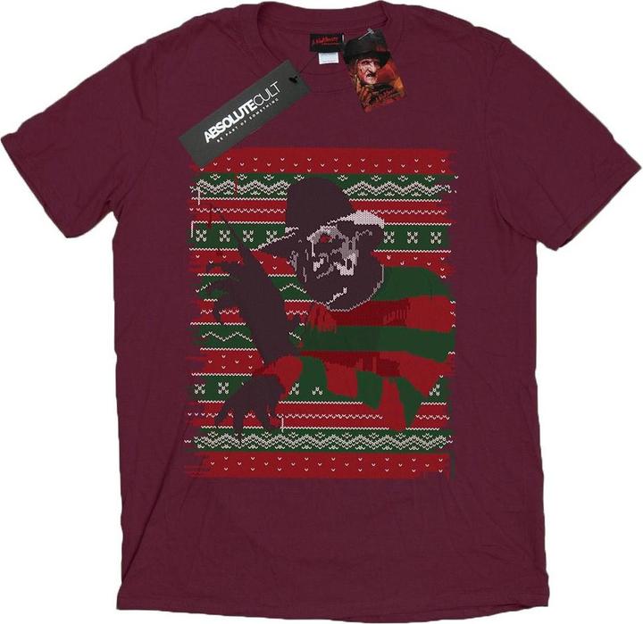 Actual product image Absolute Cult Mens Christmas Fair Isle T-Shirt (M)