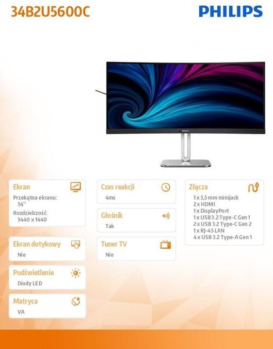 Produktbild Philips 34B2U5600C/00 (3440 x 1440 Pixel, 34")
