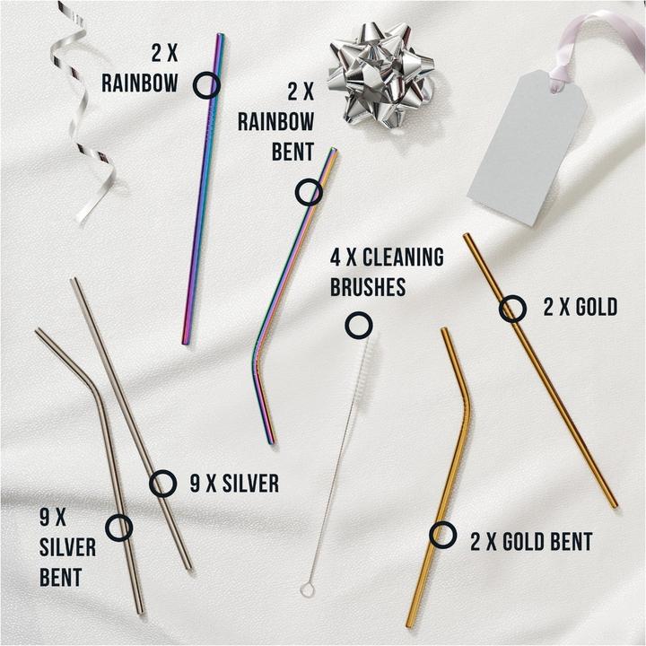 Actual product image Oak & Steel Straws stainless steel 30 pieces multicoloured (30 x)