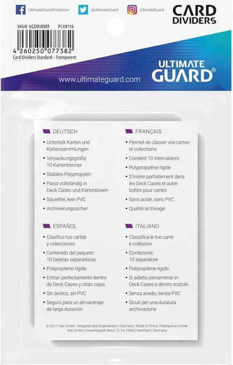 Produktbild Ultimate Guard Kartentrenner Standardgrösse Transparent 10