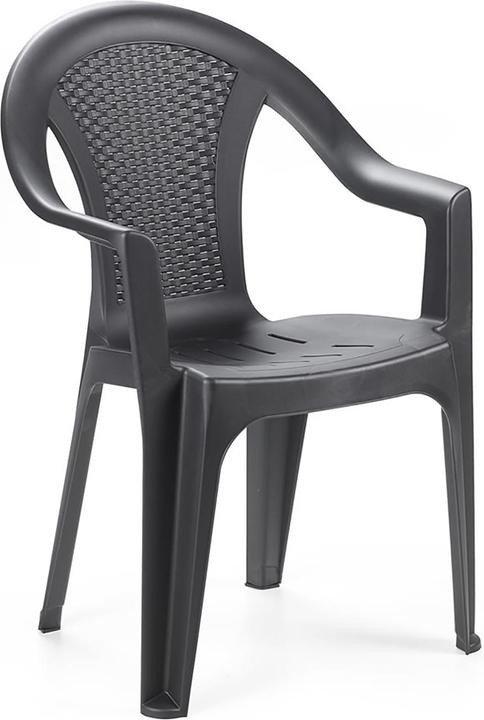 Mojawo 2 Stück Stapelstuhl Rattan-Optik Anthrazit