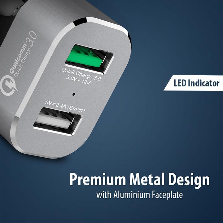 Produktbild Crong Stromversorgung įkroviklis 2x USB-A 3 A (CRG-PWRC-USB30-ALU)