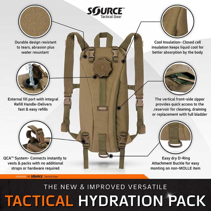Immagine prodotto Source Quelle Taktische Wasser Beutel - Hydratation pack für 2-liter-Rucksack - Schwarz (3 l)