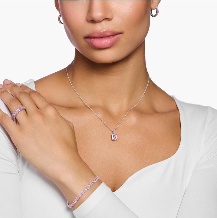 Produktbild Thomas Sabo Kette pinker Stein silber (925er Silber, 40 - 45 cm)