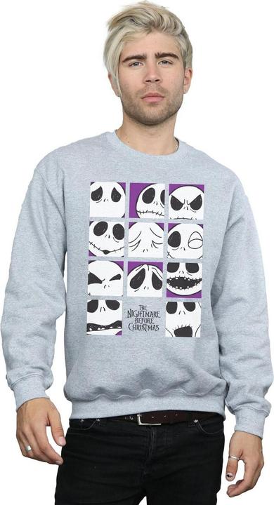 Actual product image Disney Mens Nightmare Before Christmas Many Faces Of Jack Squares Sweatshirt (L)