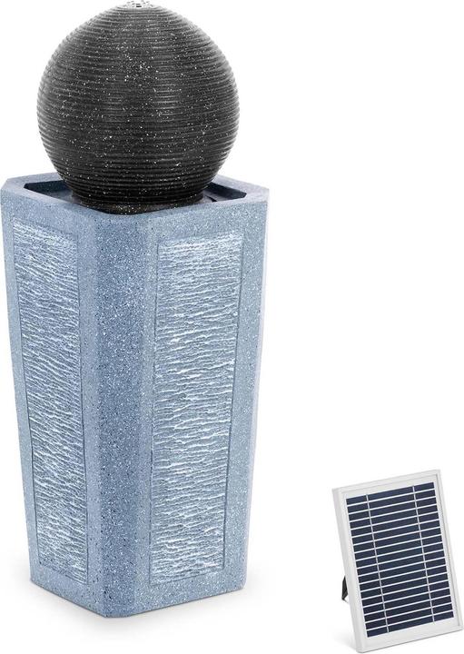 Hillvert Solar Gartenbrunnen Solarbrunnen Zierbrunnen Wasserspiel Kugel auf Säule LED
