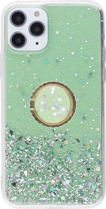 Actual product image PhoneLook Cover rubber silver sequins with ring green (Apple iPhone 11 Pro)