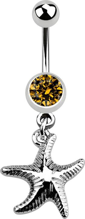 Immagine prodotto Star Piercing Banane silber mit Anhänger Seestern topaz (Acciaio chirurgico 316L, senza ottone)