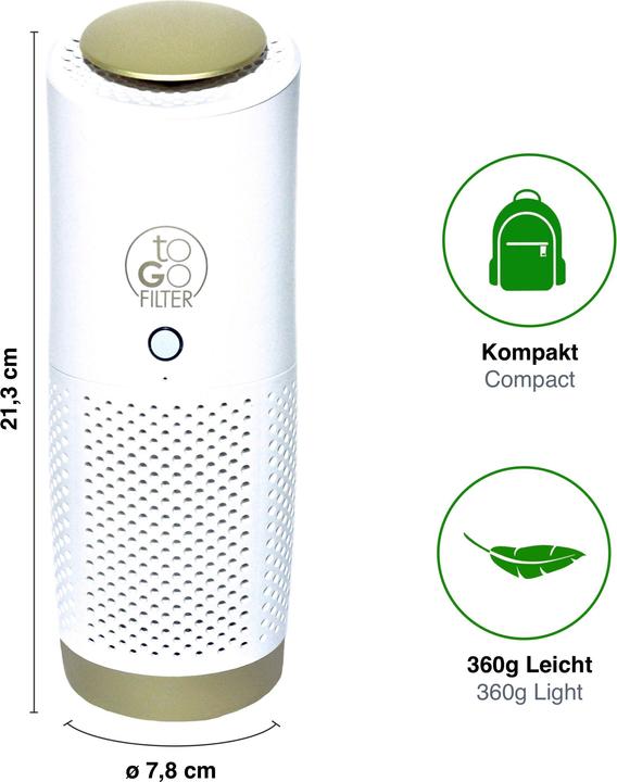 Image du produit toGo Filter Purificateur d'air à filtre à emporter, portable avec batterie (15 m²)