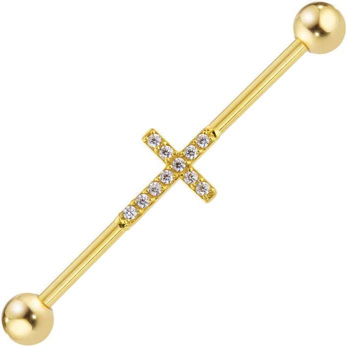 Actual product image Bijouteria Industrial Piercing (Surgical steel 316L, Zirconia, PVD coating (gold coloured))