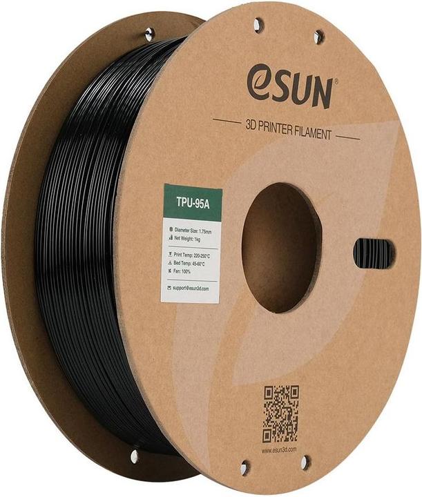 Produktbild eSUN eTPU-95A 1,75mm Black 1kg 3D Filament (TPU, 1.75 mm, 1000 g, Schwarz)