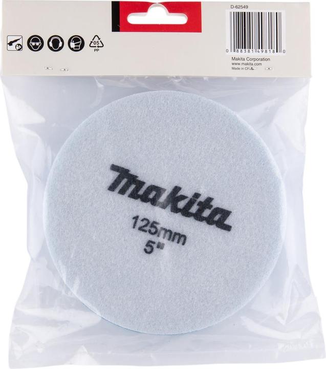 Immagine prodotto Makita Spugna per disco singolo/lucidatrice, Ø125 mm, non perforata, 1 pezzo, blu (0)