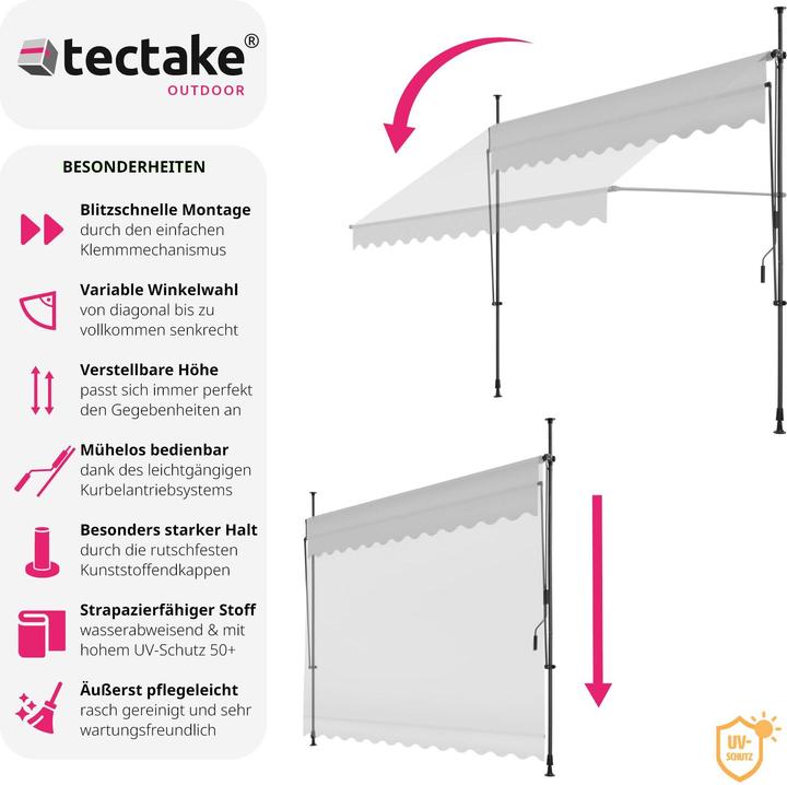 Image du produit tectake Tenda a morsetto con manovella, altezza regolabile (3 m)
