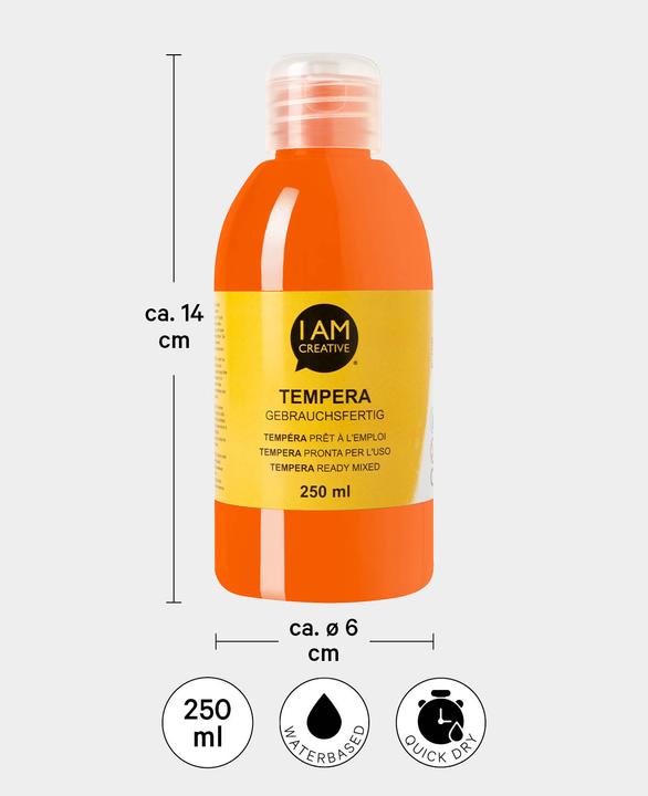 Immagine prodotto I Am Creative Tempera, pittura a tempera a base d'acqua, 250 ml (Arancia, 250 ml)