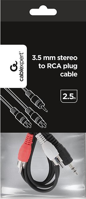 Produktbild Gembird 2xRCA, M/M Audio-Kabel (2.50 m, 3.5mm Klinke (AUX), Cinch)