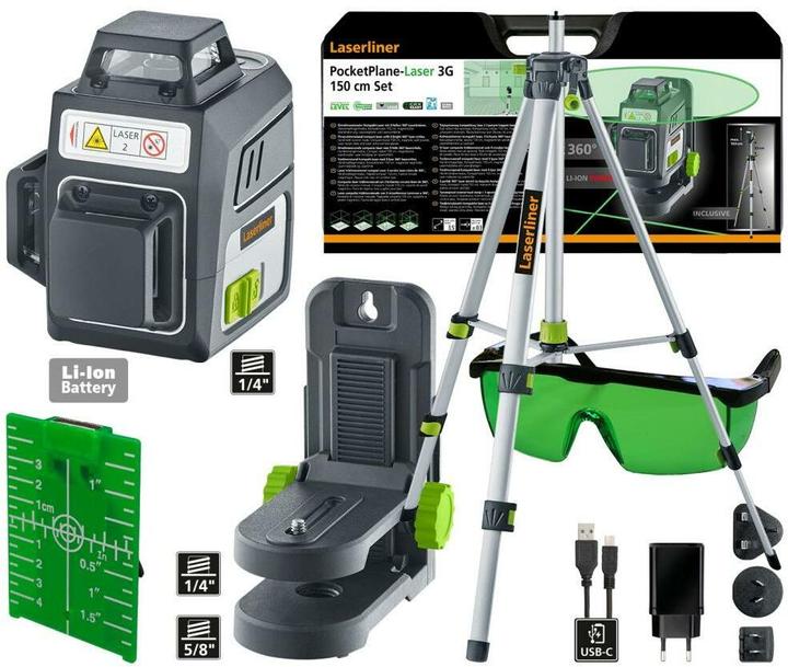 Actual product image Laserliner PocketPlane-Laser 3G Set 150cm Three-dimensional laser self-levelling