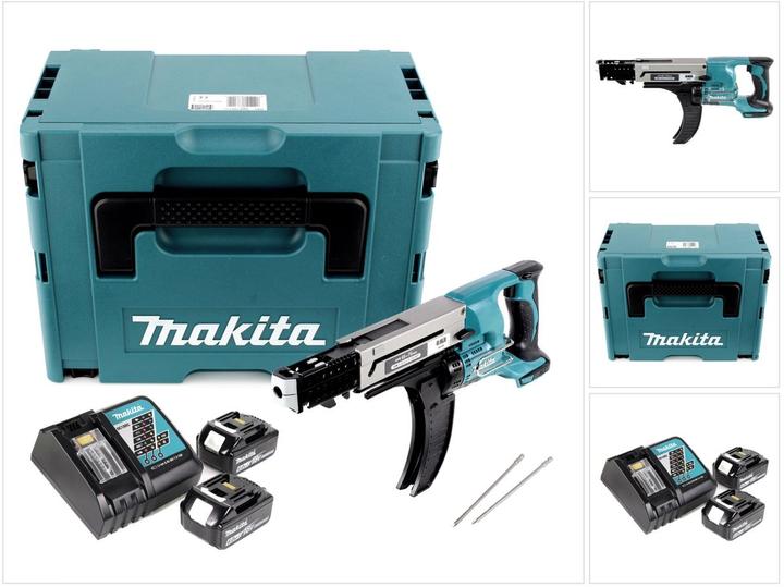 Actual product image Makita DFR 750 RGJ Battery Magazine Screwdriver 18V 45-75mm + 2x Battery 6,0Ah + Charger + Makpac (Rechargeable battery operated)