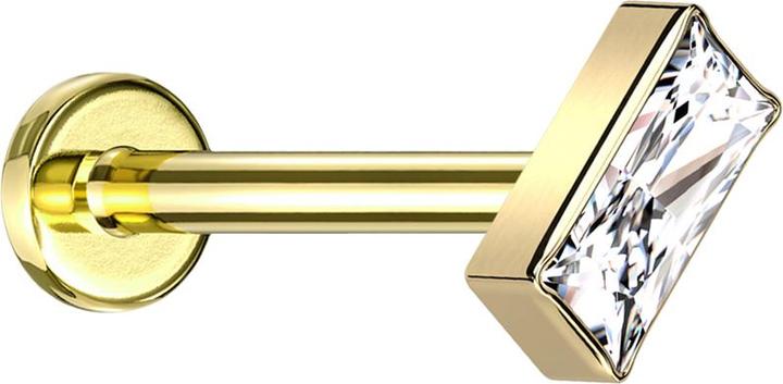 Produktbild Star Piercing Micro Labret Innengewinde vergoldet rechteck vergoldet Kristall silber (Titan G23, ohne Messing)