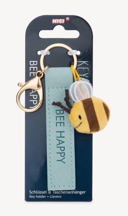 Actual product image Magni NICI Schlüsselanhänger Bee happy Kunstlederband mit Biene türkis 10cm