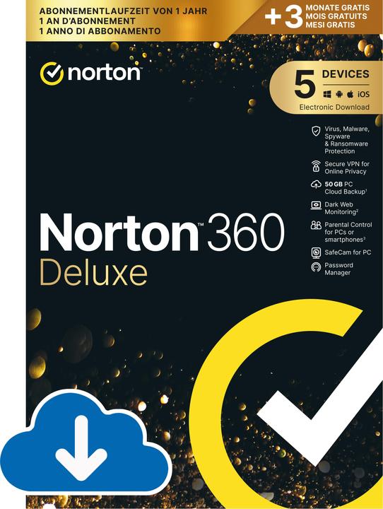 Norton 360 Deluxe (5 Utilisateur, 5 Périphériques/Utilisateurs, 15 mois)