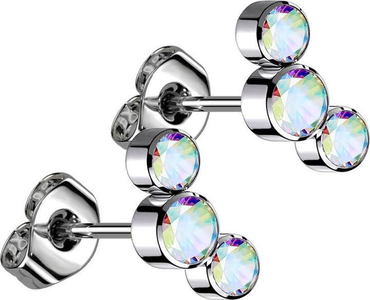 Immagine prodotto Star Piercing Orecchini a perno senza fili in argento con tre cristalli multicolore (Titanio G23, senza ottone)