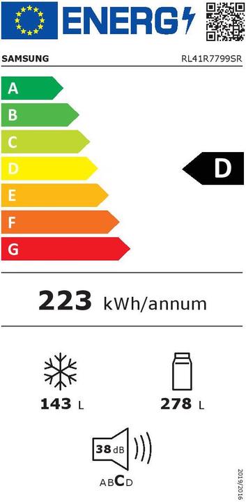Label énergétique Samsung RL41R7799SR/EG (421 l)