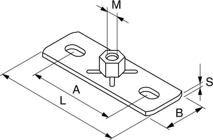 Actual product image Fischer Base plate GPL Length 120 mm Width 40 mm Thickness 4.0 mm galvanised steel galvanised v (M10)