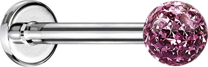 Produktbild Star Piercing Micro Labret silber mit Kristallkugel hellviolett und Epoxy Schutzschicht (ohne Messing, Chirurgenstahl 316L)