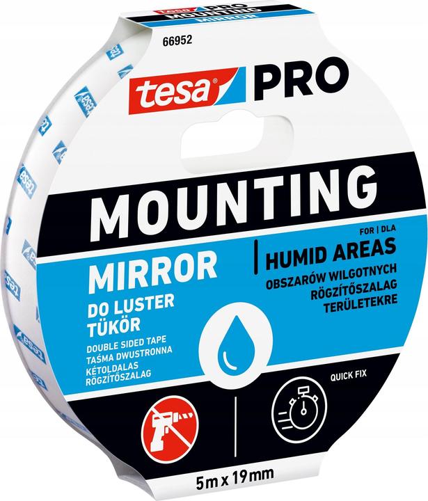 Produktbild tesa 66952 Pro Spiegel Montageklebeband 1,5 m x 19 mm (19 mm)