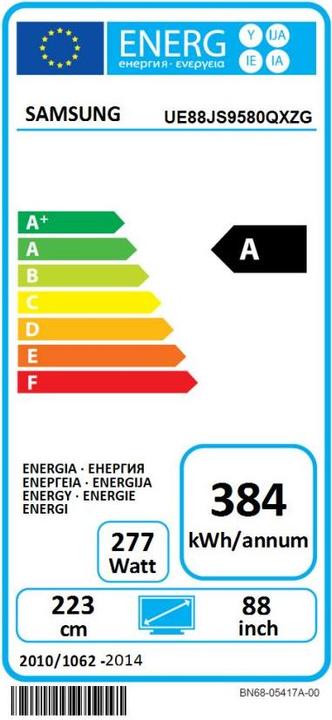 Label énergétique Samsung Ue88js9580 (88", 4K)